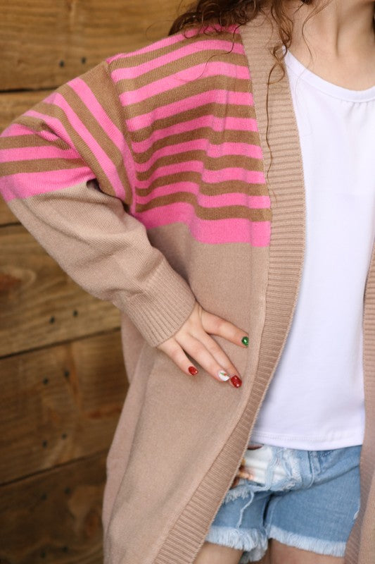 Pink & Tan Cardigan