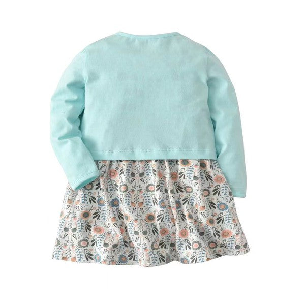 Teal flowered Infant dress