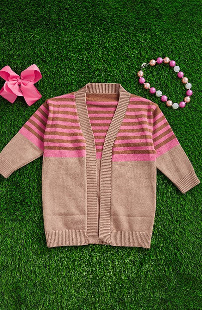 Pink & Tan Cardigan