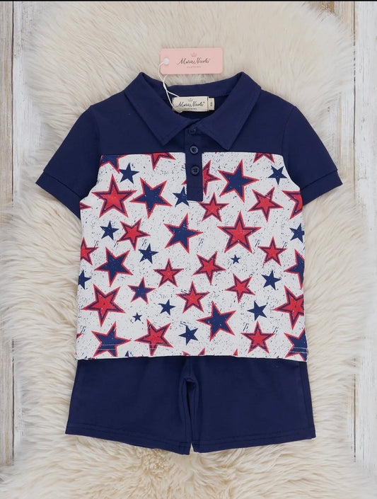Navy & Red Stars Polo