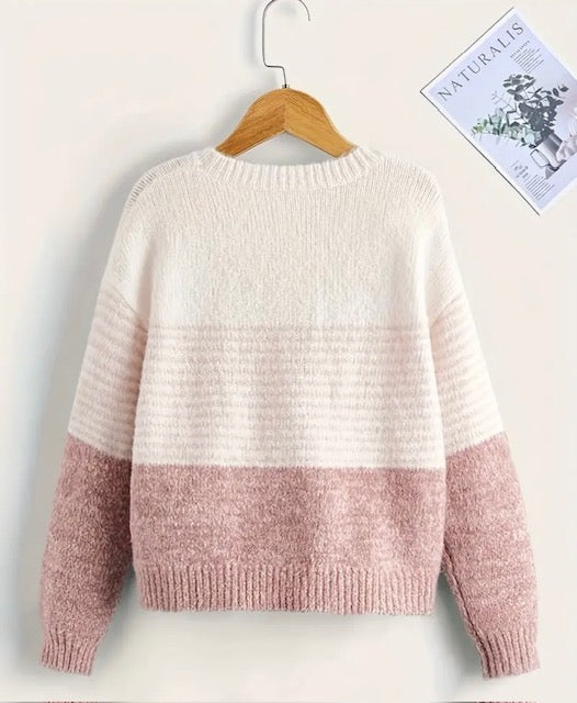 Pink Color Blocked Sweater