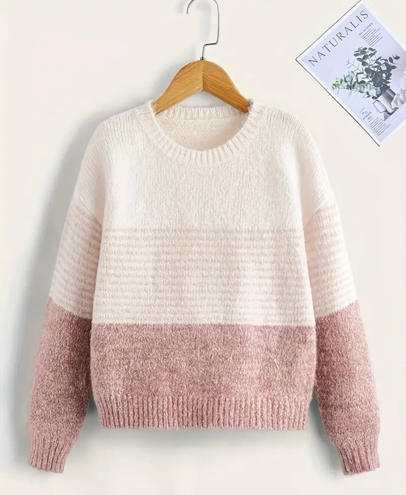 Pink Color Blocked Sweater