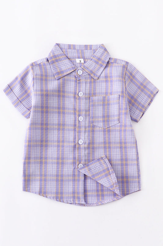 Purple Plaid Button Up